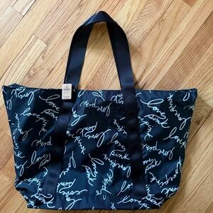 PINK Victoria's Secret Black and White Script Tote
